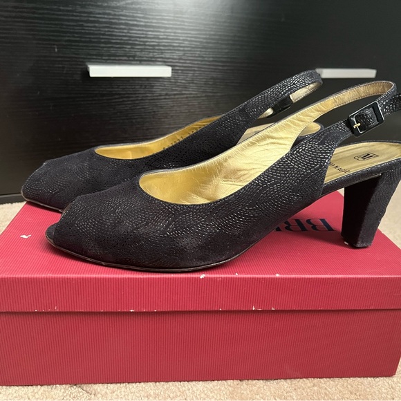 Vintage Bruno Magli Black Peep-Toe Slingback Heels